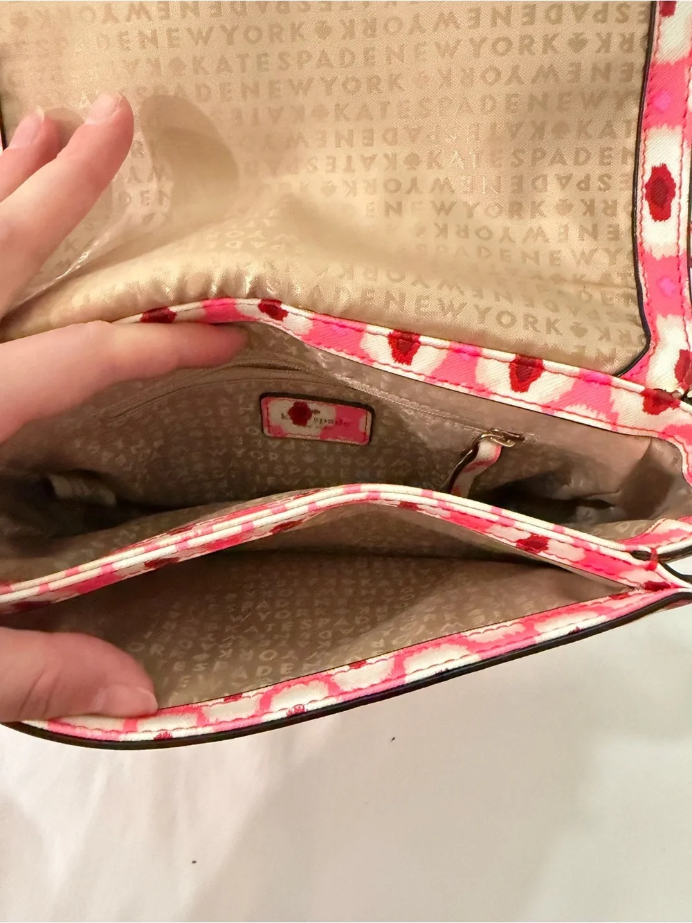 kate spade Pink and Cream Patterned Crossbody Bag